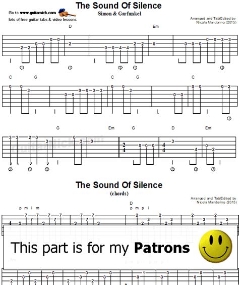 THE SOUND OF SILENCE: Easy Guitar Tab - GuitarNick.com