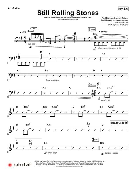 Still Rolling Stones Acoustic Guitar Sheet Music PDF (Lauren Daigle ...