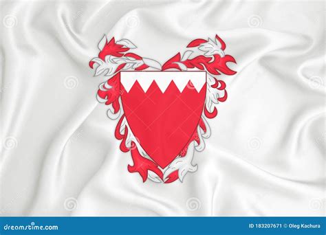 A Developing White Flag with the Coat of Arms of Bahrain. Country ...