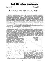 Stable Isotopes in Paleoclimatology, Lecture Notes - Geochemistry 2 | Study notes Geochemistry ...