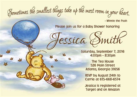 PRINTABLE Winnie the pooh baby shower invitation personalized ...