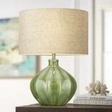 360 Lighting Gordy Modern Accent Table Lamp Handcrafted 20 1/2" High Ribbed Green Ceramic ...