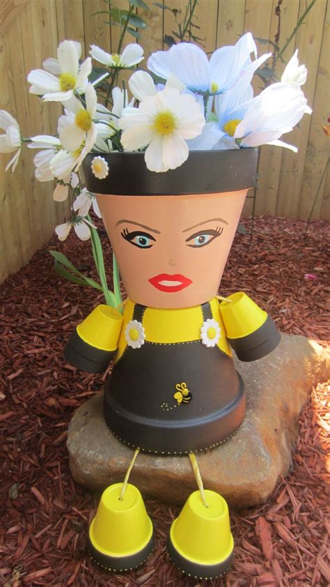 Bumblebee Planter Pot Person People Garden Friend | Painted clay pots, Terra cotta pot crafts ...