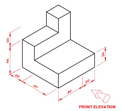 Third angle orthographic exercise 3