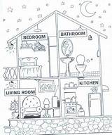 Parts Of The House Coloring Sketch Page sketch template