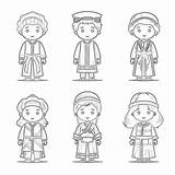 Kids In Traditional Costumes Coloring Page  Coloring Pages Mimi Panda sketch template
