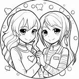 Premium Photo  A coloring page Of two Girls With Hearts In Their Hands sketch template