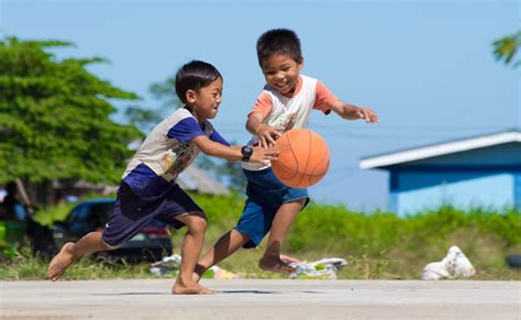 Little Kids Playing Basketball