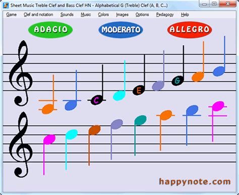 Pedagogy menu and color music notes to read music easily