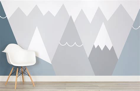 Kids Blue and Gray Mountains Wall Mural | Kids room wall decals, Kids room wallpaper, Feature ...