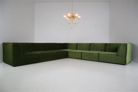 1975 German Green Velvet Sectional Sofa at 1stDibs