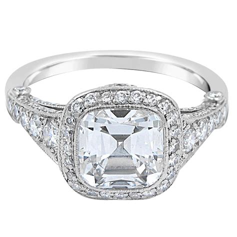 Tiffany and Co. 2.51 Carat Cushion Cut Diamond Platinum Engagement Ring at 1stdibs