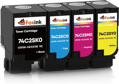 FOXINK 4 x 7000 pages Compatible with Lexmark Toner Cartridge CX725DE ...