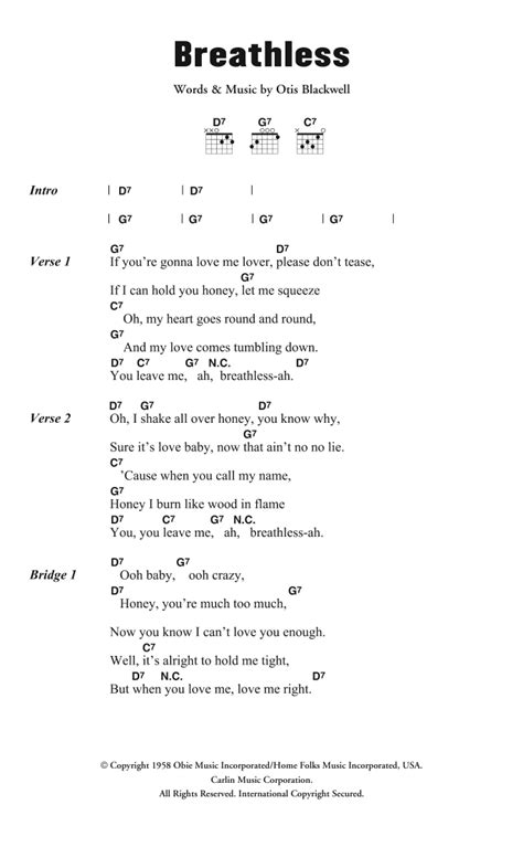 Breathless by Jerry Lee Lewis - Guitar Chords/Lyrics - Guitar Instructor