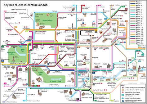 Central London bus map with tourist attractions - Ontheworldmap.com