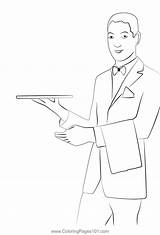 Waiter 2 Coloring Page For Kids  Free Waiters Printable Pages sketch template
