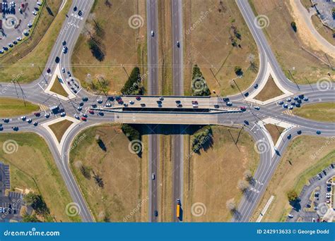 Aerial View of a Diverging Diamond Interchange in Malbis, Alabama Stock ...