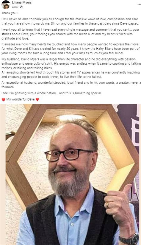 Dave Myers’ wife breaks silence after Hairy Bikers star’s tragic death | Metro News