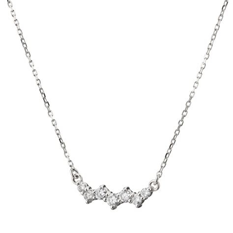 Recycled 18K White Gold and Round Diamond Necklace, 7 Diamonds | Sustainable diamonds, Recycled ...