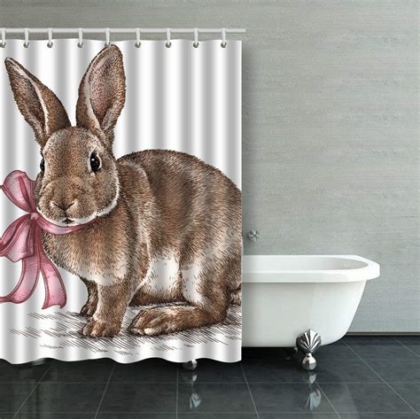 BPBOP Easter Rabbit Bunny Engrave Vintage Graphic Shower Curtain ...