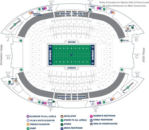 att_stadium_ring_of_honor_level_map | AT&T Stadium