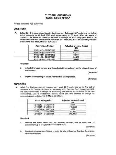 Tutorial Questions - Basis Period | PDF