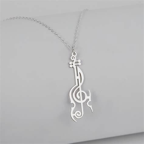 Violin Necklace With Treble Clef Sterling Silver Treble Clef - Etsy