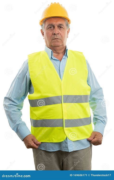 Construction Worker Arranging Vest Stock Image - Image of expression ...