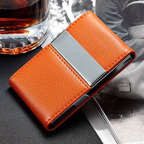 PU Leather Pocket Card Holder Metal Business ID Credit Card Holder Case Wallet〕 | eBay
