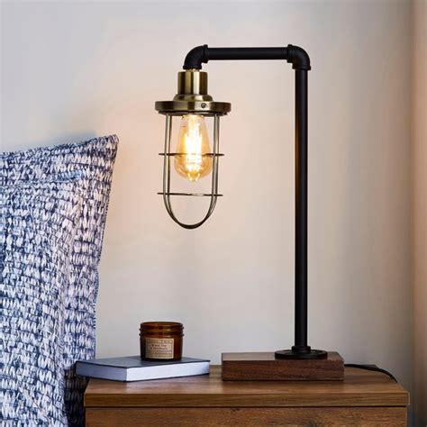 Milas Pipe Black Industrial Table Lamp | Dunelm