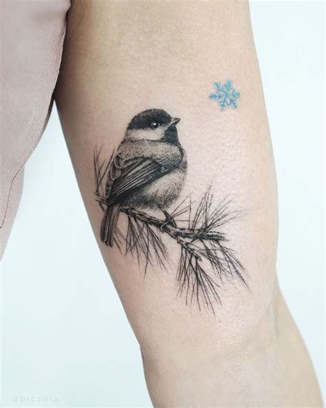 Ola Grigorev | tattoo artist on Instagram: "A small chickadee for Karen, thank you! #chickadee # ...