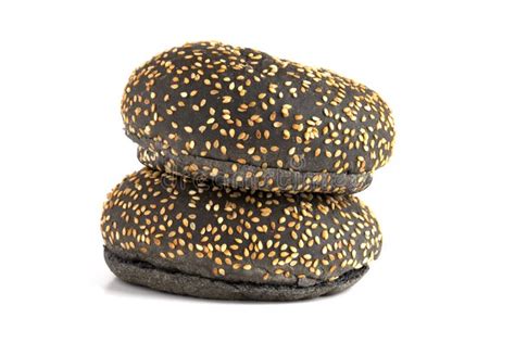 Black Burger Bun on a White Background. Stock Photo - Image of black ...