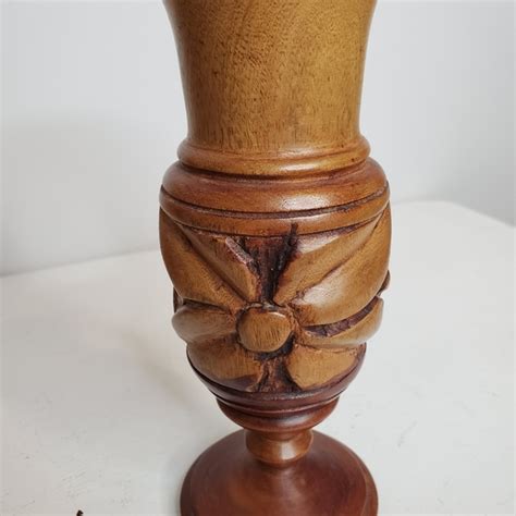Accents | Set Of 3 Carved Wood Vases Fishflower Designs | Poshmark