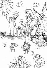 Adventure Time Doodle Cartoon Network Coloring Page sketch template