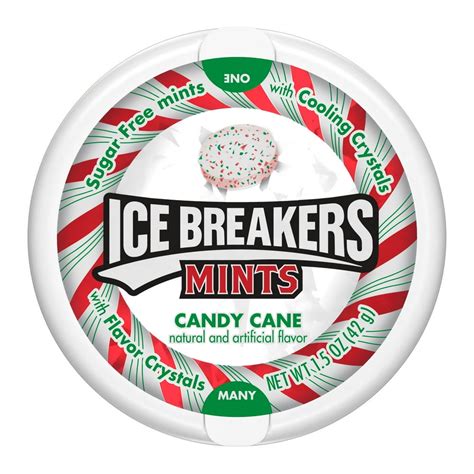 Ice Breakers Candy Cane Flavored Sugar Free Mints, Holiday Candy Tin ...