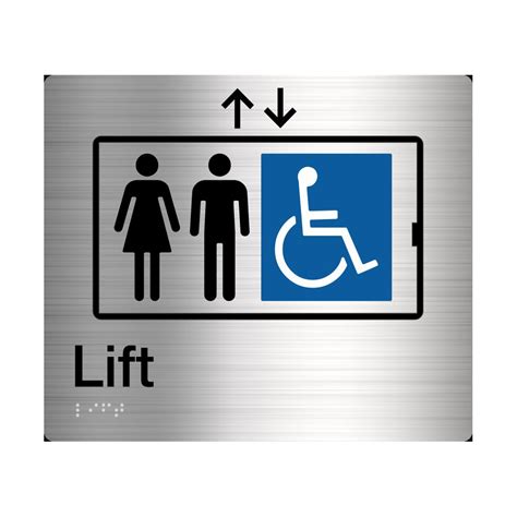 Tim The Sign Man Lift Sign with Braille Stainless Steel LIFT-SS | Free Shipping | Keeler Hardware