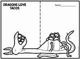 Tacos Dragons Coloring Sheet Pages Template Sketch Page sketch template