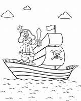 Pirate Ship Sailing the Sea Coloring Page sketch template
