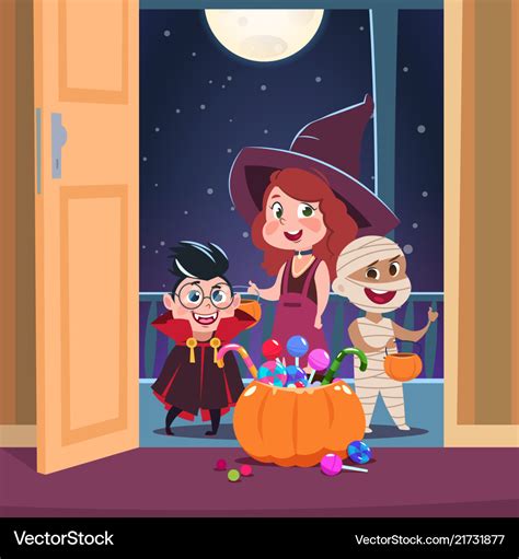 Halloween trick or treat background kids Vector Image