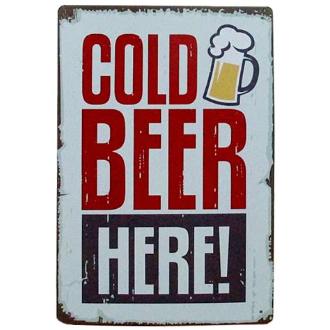 Placa decorativa metal "Cold Beer Here". http://lobotomyshop.es/placas-metal/85-placa-decorativa ...