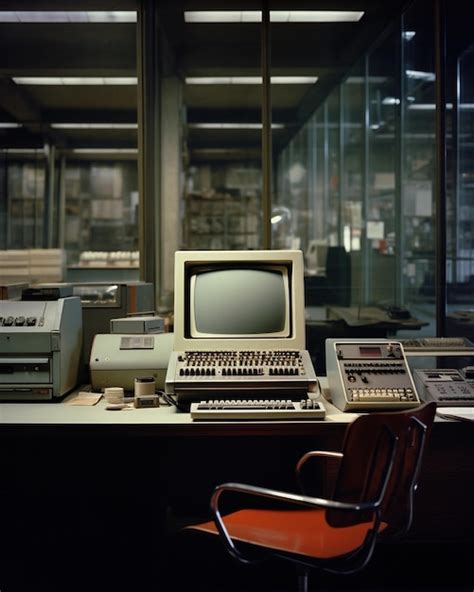 Premium AI Image | Vintage office with an old computer on the desk