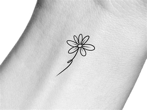 Daisy Line Flower Temporary Tattoo - Etsy