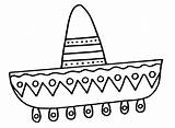 Sombrero Coloring Clipart Mexican Hat Printable Pages Mexico Book  sketch template