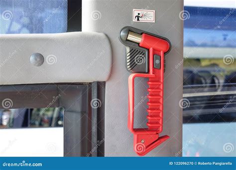 Hammer Glass Breaker on the Bus Stock Photo - Image of break, window ...