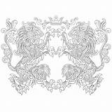 Premium Vector  Heraldic Lions Zentangle colouring Illustration Line sketch template