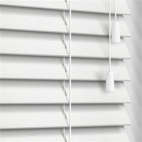 True White Textured Faux Wood Venetian Blinds, 35mm Made to Measure