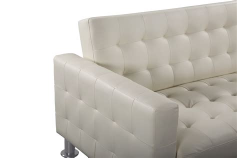 White Leather Sectional Sleeper Sofa