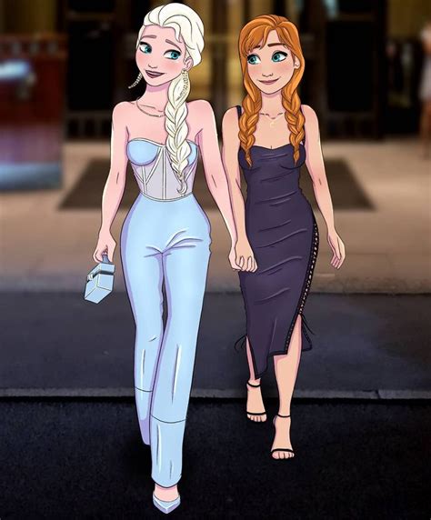 Disney Princess Modern Elsa and Anna are ready for tonight 😅 | Disney princess outfits, Disney ...