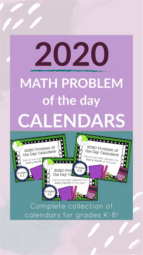 2020 Math Problem of the Day Calendars! | Calendar math, Homeschool math, Math vocabulary words