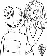 Girls Makeup coloring sketch template